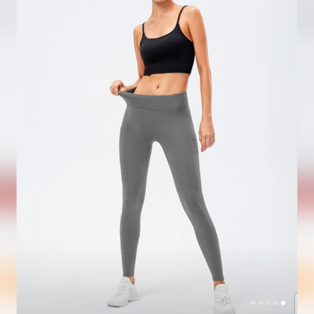 #0004 Plush Yoga Leggings, Thermal Stretchy High Waist Sports Comfort Workout Yo